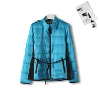 时尚百搭蓝色翻领轻薄保暖羽绒服女士休闲潮流秋冬季外套女6W983