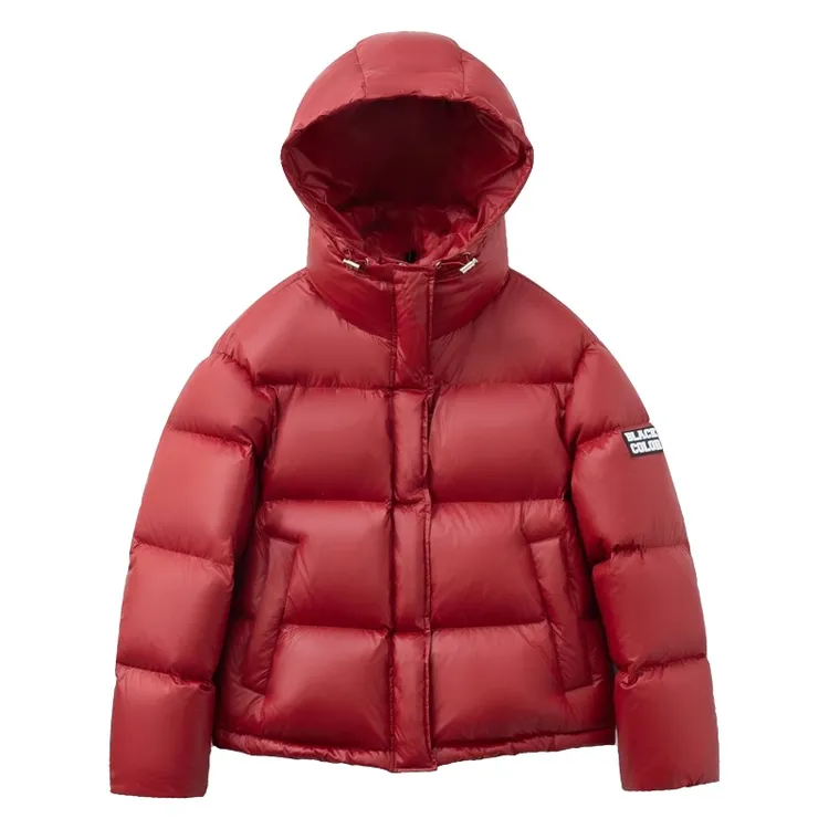 Black&color2025冬季新款小个子短款加厚保暖连帽高品质90羽绒服