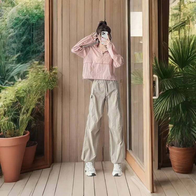 运动套装女2025新款小个子防晒衣休闲复古跑步运动套装女晨跑服饰
