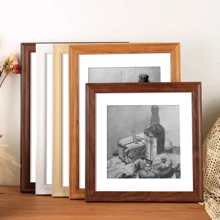 复古素描画框装裱仿木质相框挂墙4k8开水彩a3a4油画拼图摆台定制