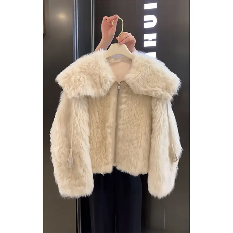 时尚高级感连帽设计软糯舒适保暖短外套女2025冬新款宽松长袖上衣