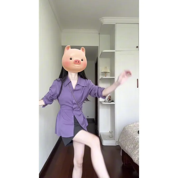 2024早秋新款轻熟风时尚宽松百搭长袖衬衫上衣高腰显瘦休闲半身裙