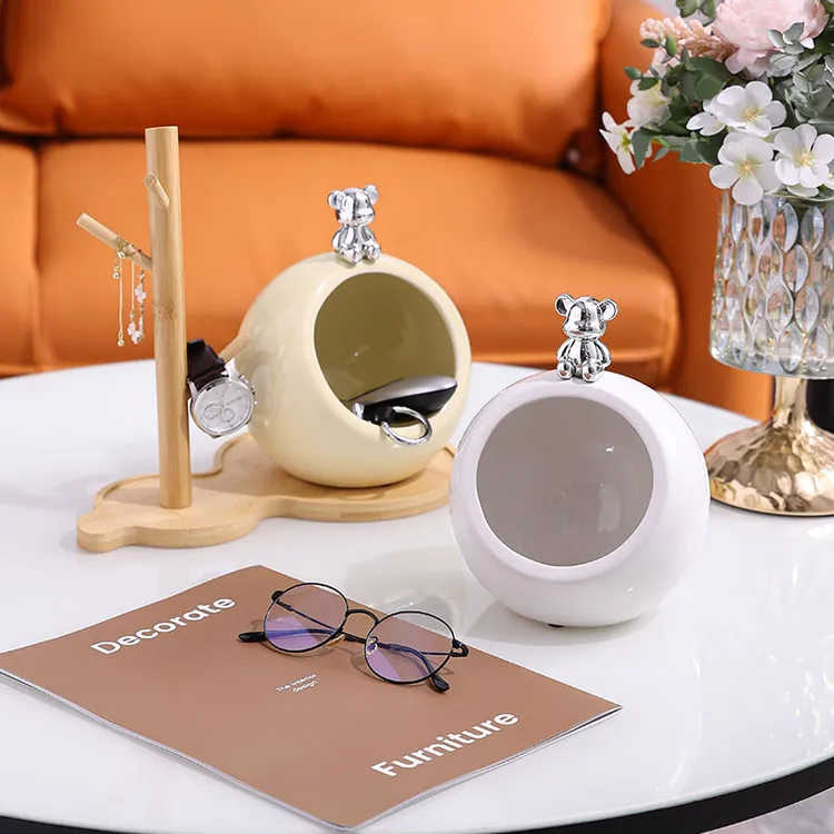 入户门玄关钥匙收纳轻奢陶瓷摆件网红高级家用鞋柜玄关收纳盒礼品