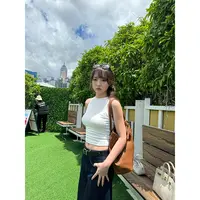 王少女的YOKLASS 米白色百搭修身背心ins辣妹无袖上衣 D23754S43