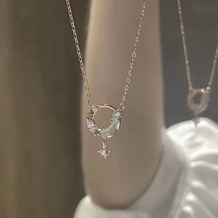 星辰揽月项链 银色逐梦星河月亮项链女锁骨链轻奢小众ins闺蜜礼物