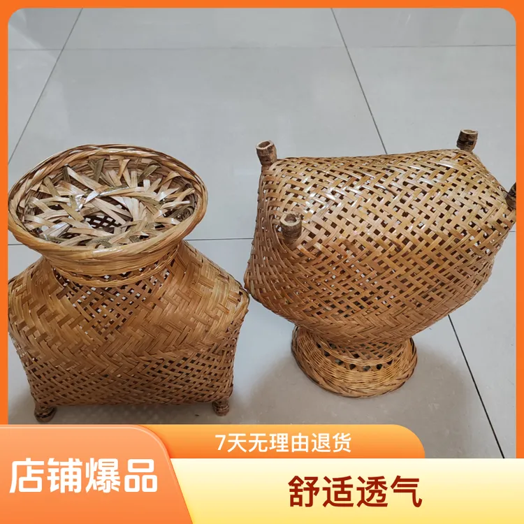 优质工艺手工编织竹编有盖亮鱼篓贵州民间传统工艺制作纯手工打造