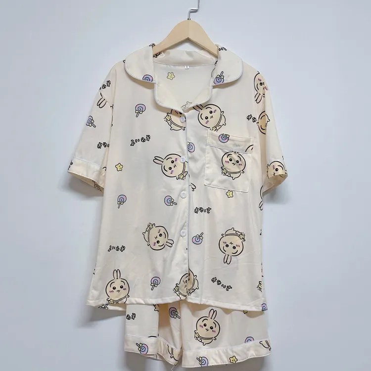 乌萨睡衣短袖短裤日系可爱学生家居服夏季外穿睡衣女套装韩版甜