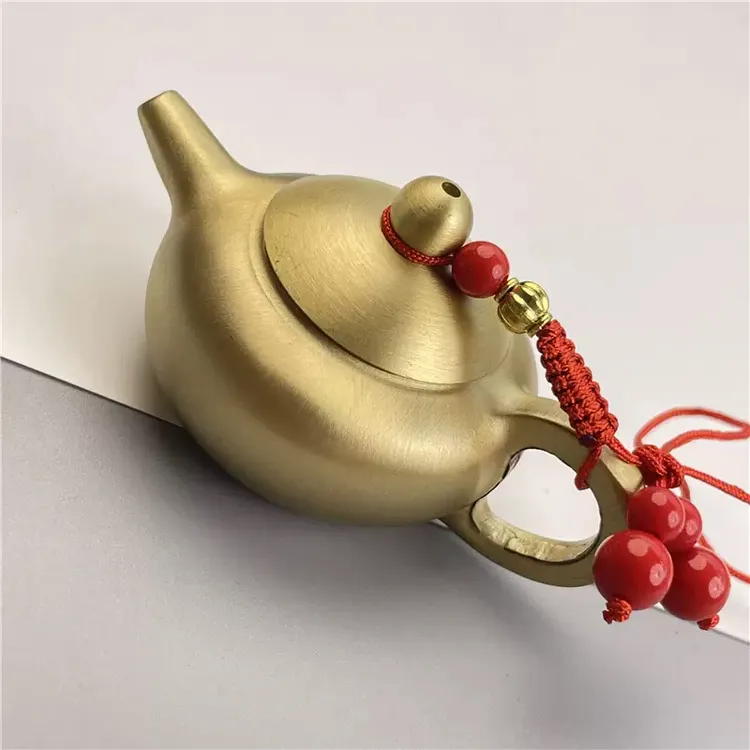 黄铜把把壶小茶壶铜器摆件金属铜工艺品办公室茶具茶道茶室娱乐