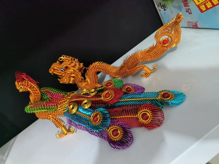 小款龙凤摆件，纯手工制作，高温着色，一手货源，