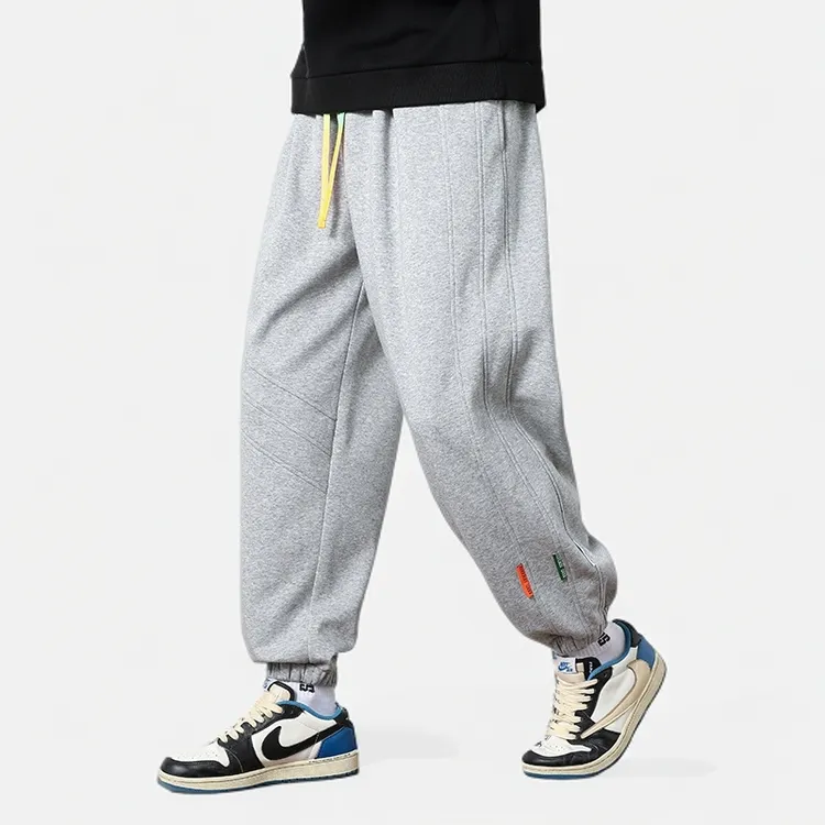 潮流男脚针织棉运动休闲裤胖男士加肥加大码男生宽松灰色卫裤CK13