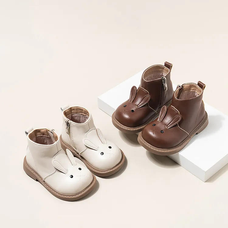 15-30码儿童靴子女童皮靴秋季洋气秋冬款加绒小童短靴女宝宝棉靴