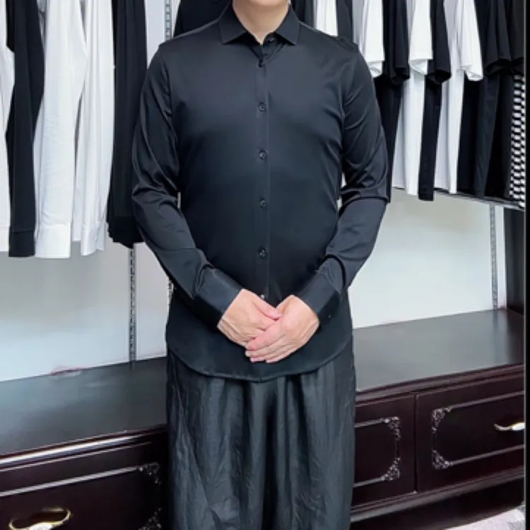 JINXIABA/金下巴180克120支四面弹男士时尚纯色轻奢百搭针织衬衫