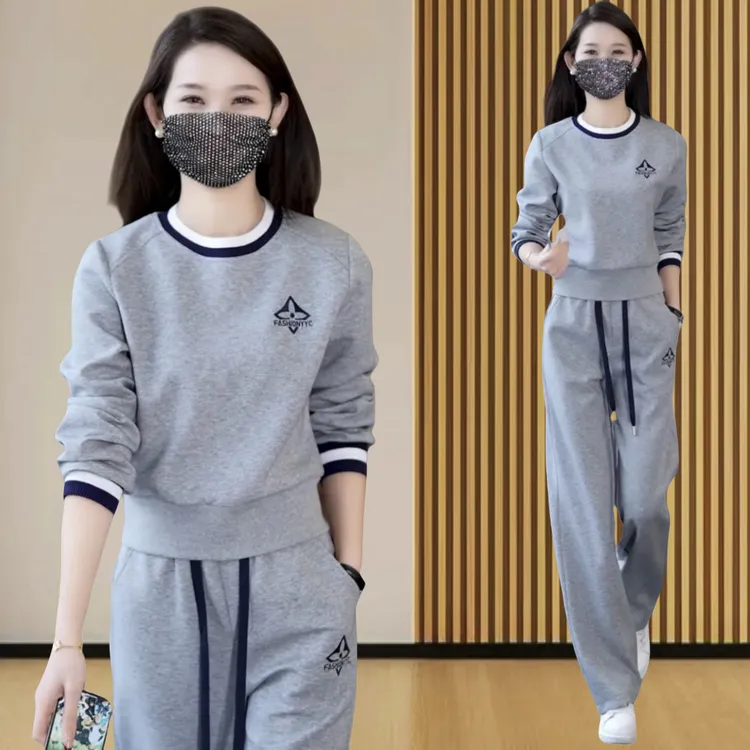 时尚休闲套装2025秋冬新款韩版百搭减龄显瘦气质卫衣风时尚两件套