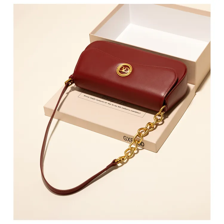 GXFMOD小众品牌牛皮红色本命年包2025流行结婚包单肩斜挎女新娘包
