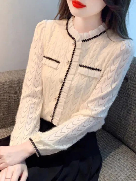 小香风蕾丝打底衫女装秋冬装2025年新款女士衬衫洋气内搭长袖上衣