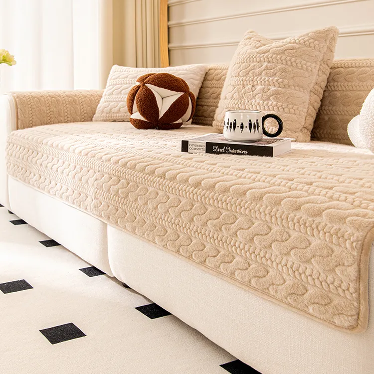 【小米貂-重磅新款】冬款加厚短毛绒保暖沙发垫子盖巾布