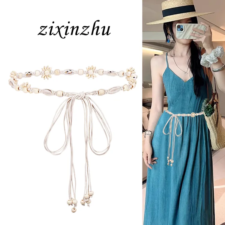 腰带女夏季配饰波西米亚编织腰绳系带装饰配连衣裙子民族风细腰链