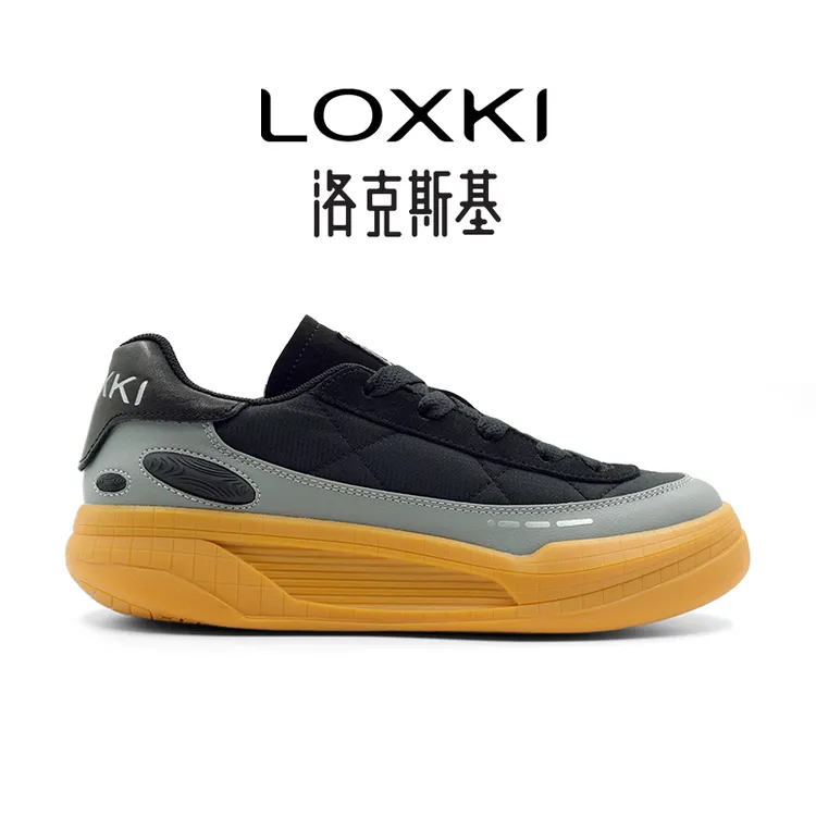 LOXKI/洛克斯基官方正版男鞋时尚休闲板鞋百搭运动叠加态增高低帮