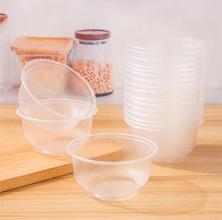 40呮家用结婚喜宴塑料居家聚餐野外烧烤网格圆形加厚一次性碗餐