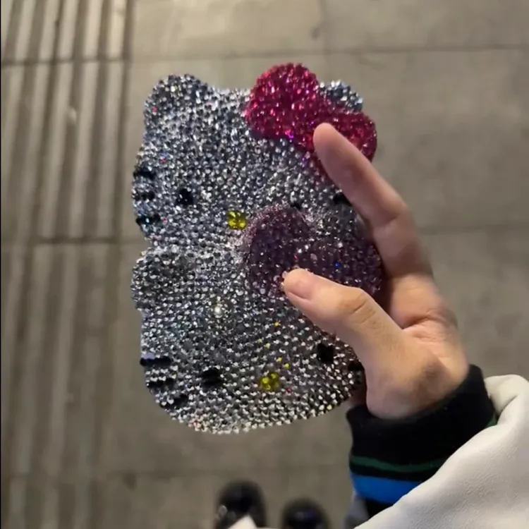 Hello kity凯蒂猫手柄镜子贴钻材料包送闺蜜女朋友生日礼物网红镜