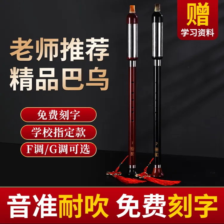 傣竹之韵紫竹黑檀木演奏型竖吹巴乌 F调G调c调a降b调儿童成人初学