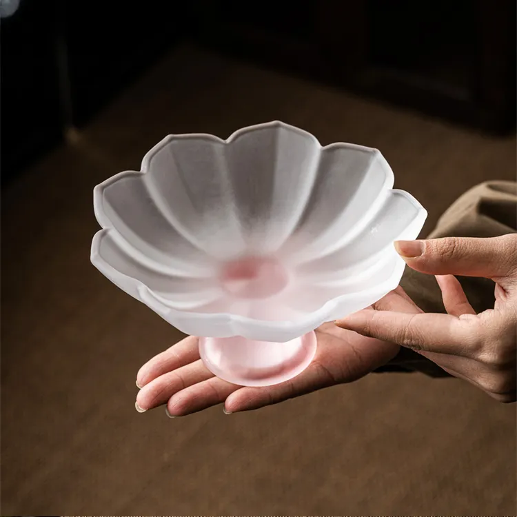 磐皿｜琉璃高脚莲花水果盘中式家用客厅茶点盘零食糕点收纳盘摆盘