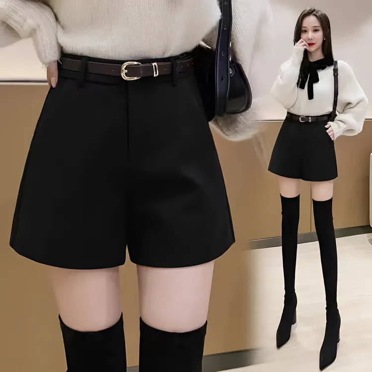 黑色气质毛呢女时尚百搭打底高腰网红洋气炸街女装