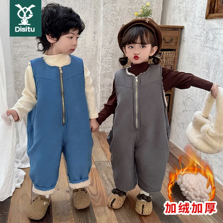 DISITU/迪斯兔儿童加绒加厚背带裤秋冬新款连体裤宽松洋气韩范潮