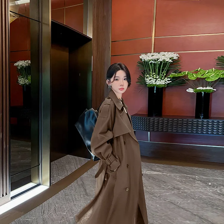 大牌风衣外套女中长款2025春秋新款韩版高级感气质双排扣休闲大衣