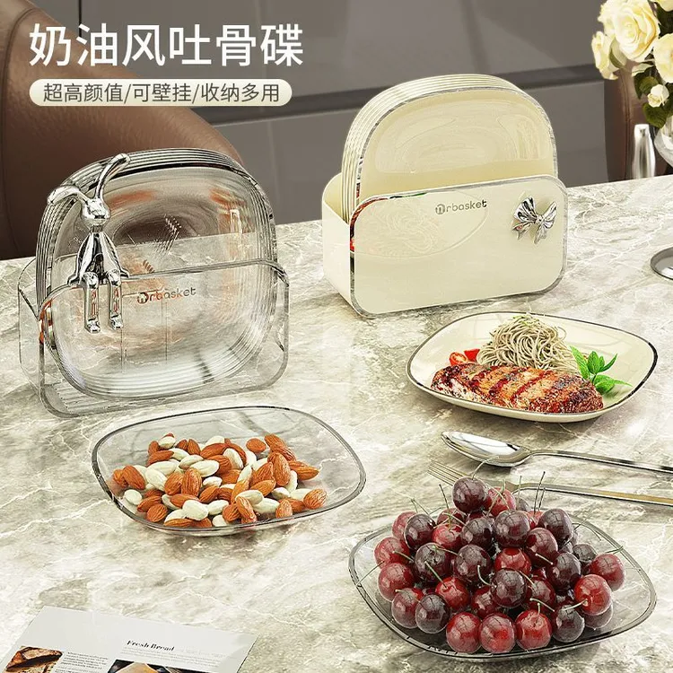 家用吐骨碟高颜值餐桌垃圾骨头盘子装水果零食干果小吃桌面小菜碟