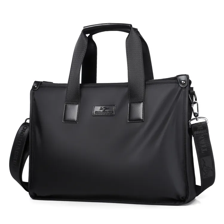 男士公文包帆布休闲手提包防泼水出差文件商务会议包轻便牛津布包