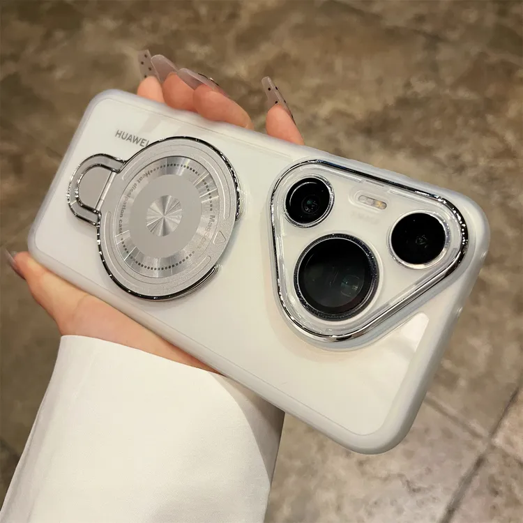 高级感适用华为pura70pro+手机壳透明磁吸支架p70网红超薄奢华软 