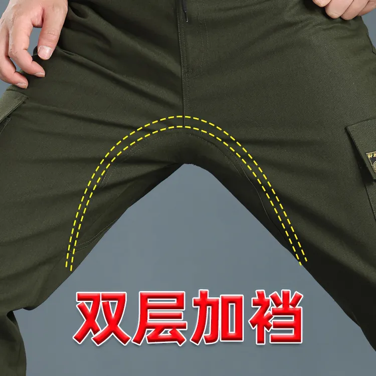 工作服裤子加档工装裤男棉线直筒宽松耐磨长裤休闲电焊工劳保裤子