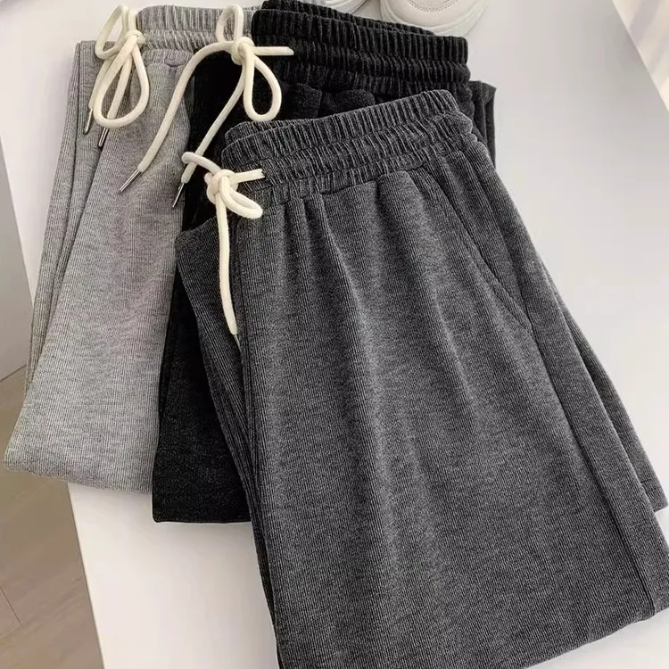 大码女装休闲糯米裤女春秋冬2025新款宽松显瘦直筒窄版拖地阔腿裤