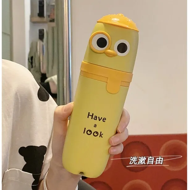 可爱旅行洗漱杯套装便携式刷牙杯漱口杯子情侣牙膏牙刷收纳盒两用