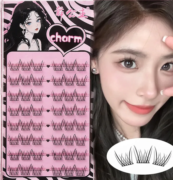 免胶免卸分段式假睫毛自然浓密仿真单簇学生纯欲女团欧美漫画妆