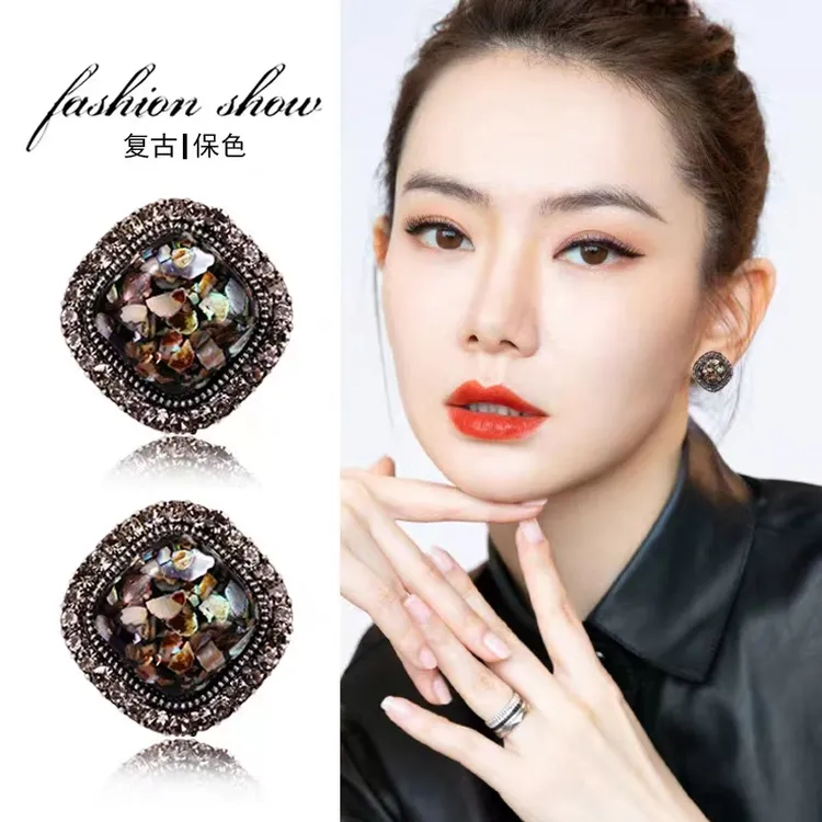 钛钢亚克力耳饰 欧美巴洛克耳环s高级感复古耳钉个性夸张气质耳扣