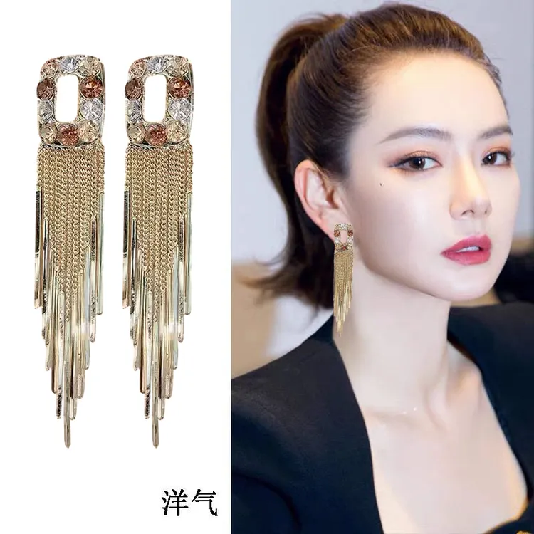 钛钢莫桑石耳饰 女神气质流苏洋气高级感耳环s小众轻奢个性耳钉女