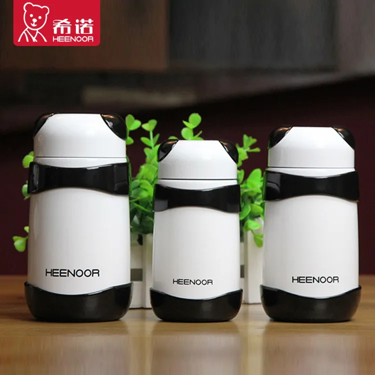 希诺熊猫保温杯女士可爱呆萌创意水杯学生潮流便携真空不锈钢杯子