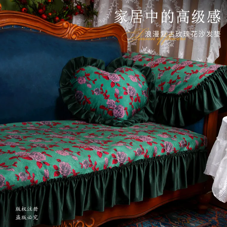 玫瑰庄园高端防滑沙发垫美式复古沙发垫套花卉沙发套四季款