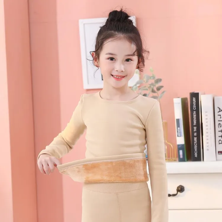 儿童肉色打底衣隐形秋冬舞蹈服加绒加厚打底衫女童肤色保暖内衣