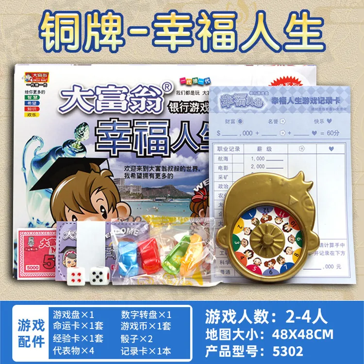 正版大富翁游戏棋幸福人生世界旅游银牌儿童豪华版卡牌桌游益智