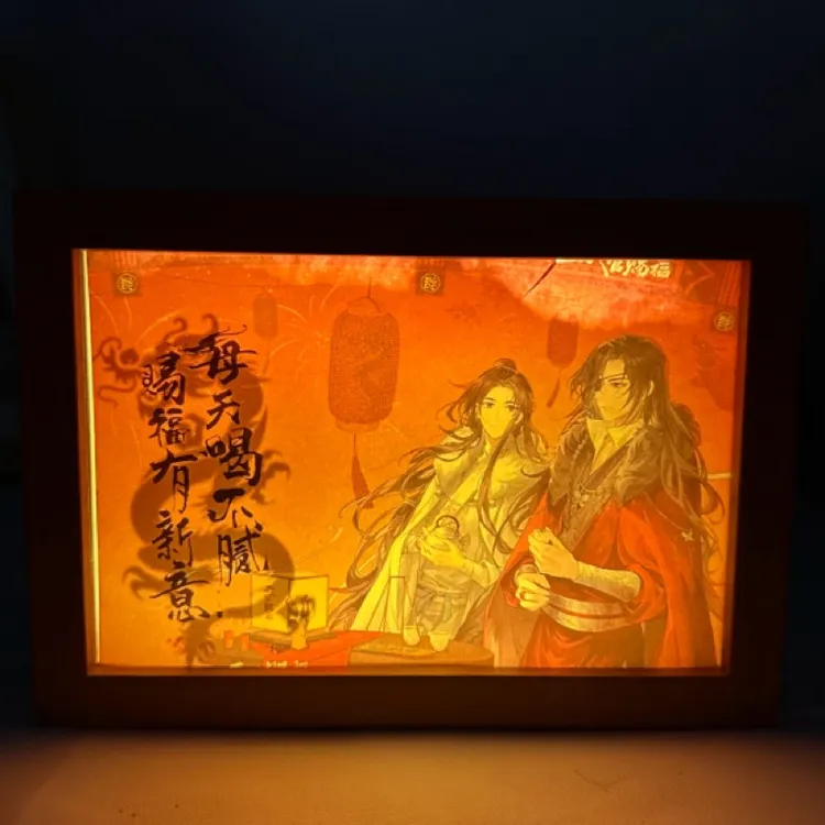 树叶雕刻灯光相框人物照片剪纸装裱摆台植物树叶标本框送女友礼物