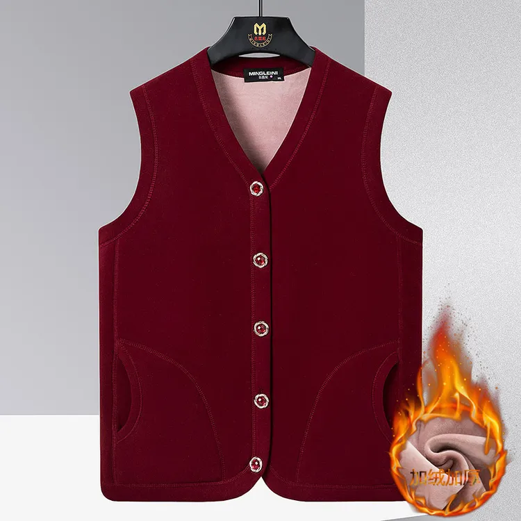 秋冬妈妈装加绒加厚马甲背心中老年无袖坎肩保暖内搭加肥加大马甲