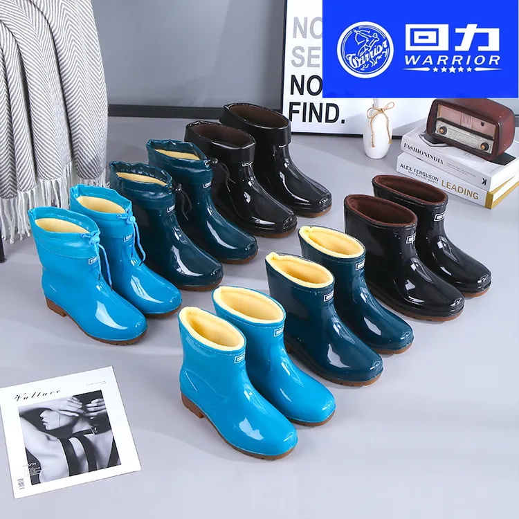 Warrior/回力上海雨鞋男士女士短筒雨靴保暖加绒防水防滑耐牛筋底