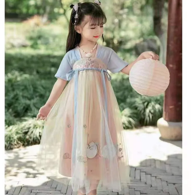 儿童汉服女童夏季国风女孩中国风襦裙宝宝春夏古风薄款仙女小女孩