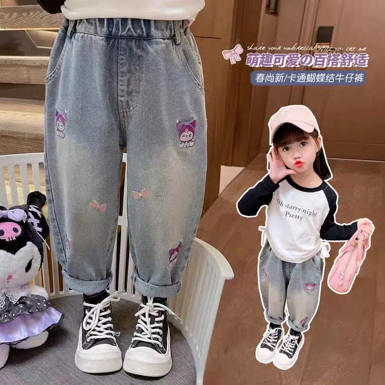女宝宝牛仔裤2025新款春秋装女童洋气库洛米长裤儿童韩版卡通裤子