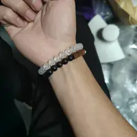 非金属木质手链 （桃）双圈白色黑色手链