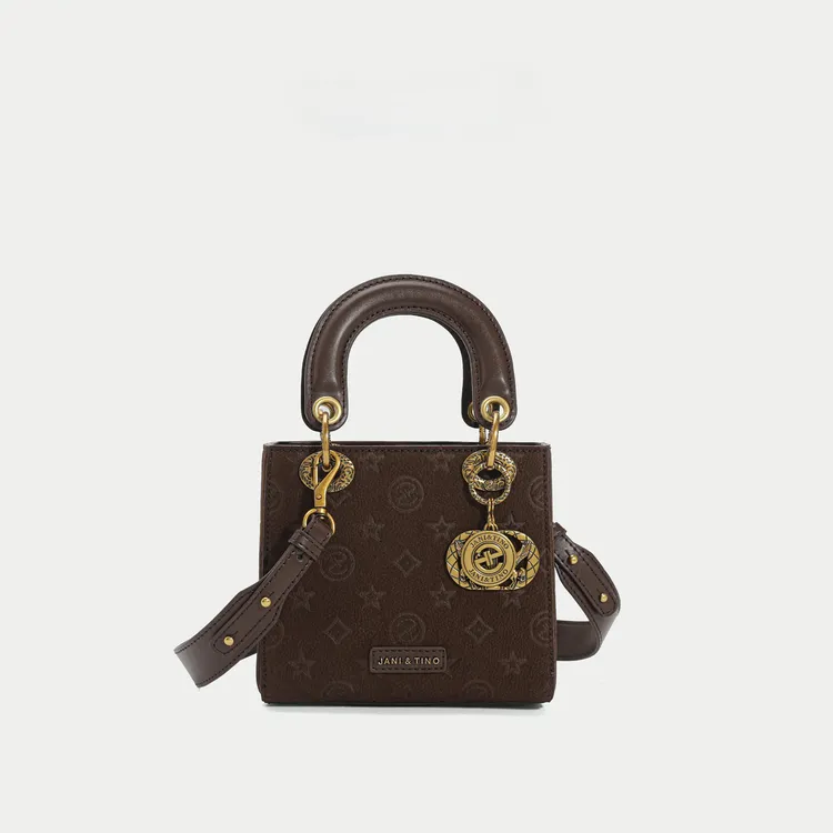 【跨年礼盒】当季新款迷你戴妃包单肩包2834压花棕