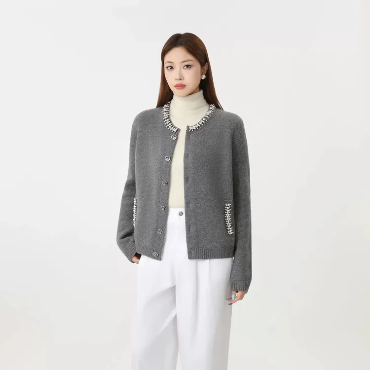 ［官方正品］秋冬新款时尚气质舒适百搭优雅轻奢针织开衫女548052